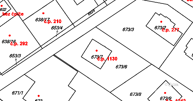 Ráj 1130, Karviná na parcele st. 673/7 v KÚ Ráj, Katastrální mapa