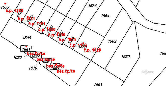 Vsetín 1528 na parcele st. 1563 v KÚ Vsetín, Katastrální mapa