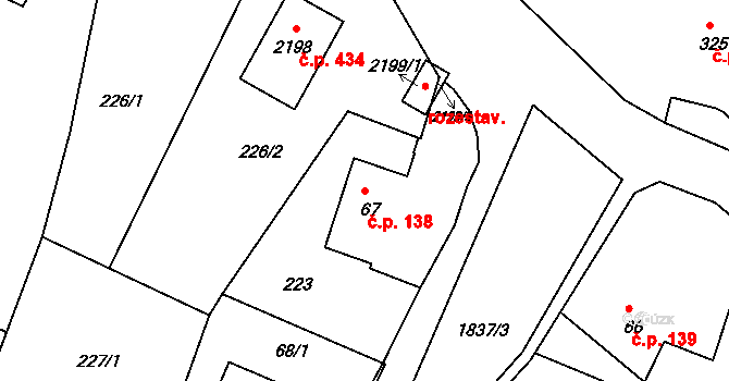 Lačnov 138, Svitavy na parcele st. 67 v KÚ Moravský Lačnov, Katastrální mapa