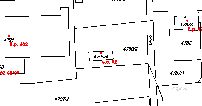 Lískovec 12, Frýdek-Místek na parcele st. 4790/4 v KÚ Lískovec u Frýdku-Místku, Katastrální mapa