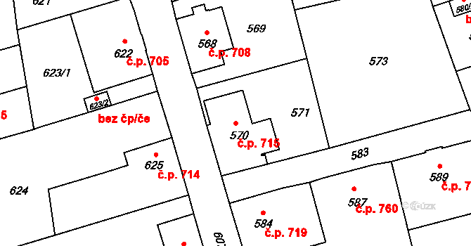 Šluknov 715 na parcele st. 570 v KÚ Šluknov, Katastrální mapa