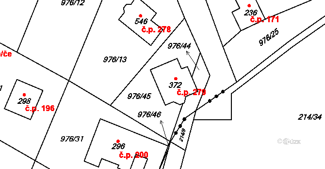 Želivec 279, Sulice na parcele st. 372 v KÚ Sulice, Katastrální mapa
