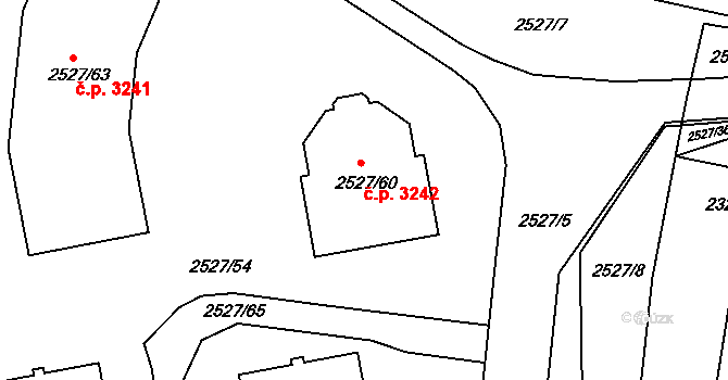Záběhlice 3242, Praha na parcele st. 2527/60 v KÚ Záběhlice, Katastrální mapa