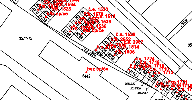 Hodonín 2705 na parcele st. 8359 v KÚ Hodonín, Katastrální mapa