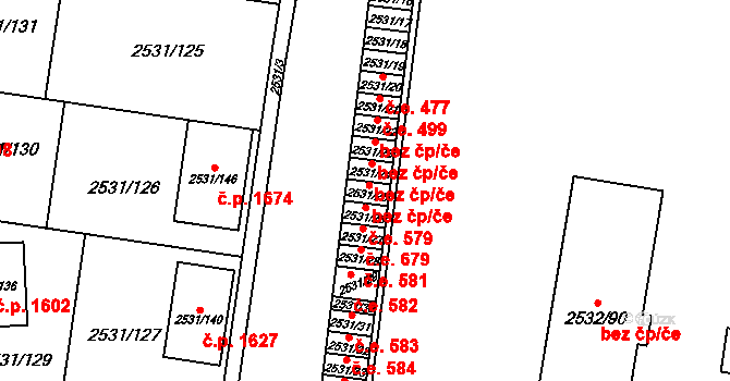 Mikulov 578 na parcele st. 2531/25 v KÚ Mikulov na Moravě, Katastrální mapa