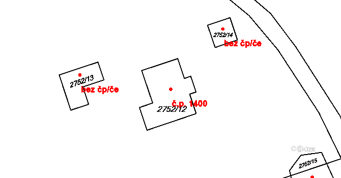 Lutyně 1400, Orlová na parcele st. 2752/12 v KÚ Horní Lutyně, Katastrální mapa