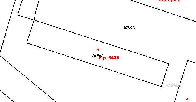 Břeclav 3438 na parcele st. 5084 v KÚ Břeclav, Katastrální mapa