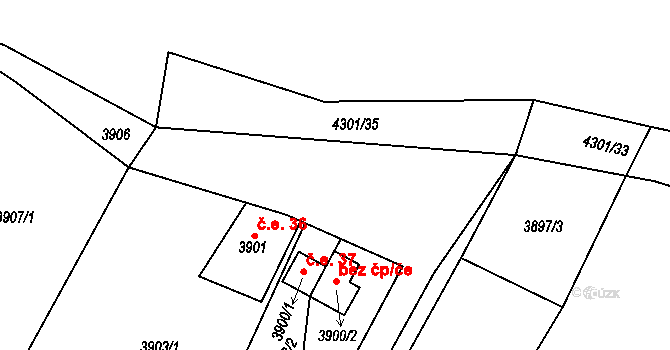 Veselí nad Lužnicí II 37, Veselí nad Lužnicí na parcele st. 3900/1 v KÚ Veselí nad Lužnicí, Katastrální mapa