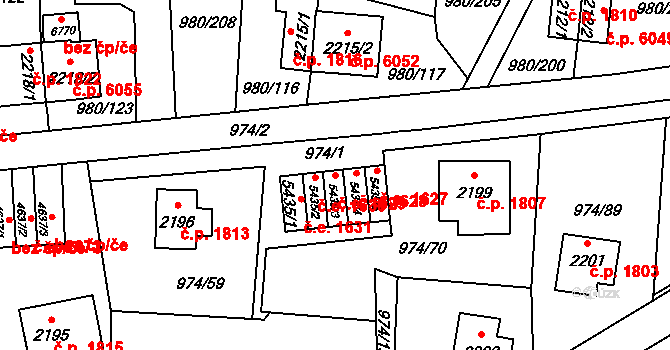 Zlín 1629 na parcele st. 5435/3 v KÚ Zlín, Katastrální mapa