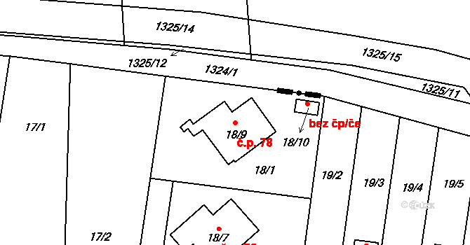 Antošovice 78, Ostrava na parcele st. 18/9 v KÚ Antošovice, Katastrální mapa