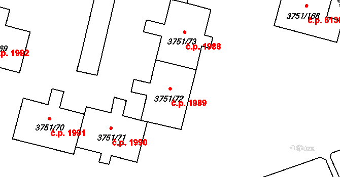 Poruba 1989, Ostrava na parcele st. 3751/72 v KÚ Poruba-sever, Katastrální mapa
