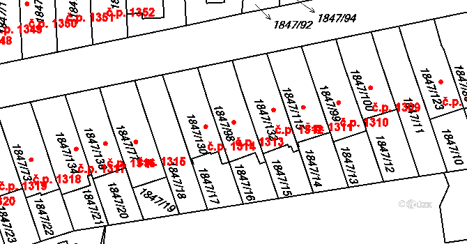 Bystřice nad Pernštejnem 1313 na parcele st. 1847/98 v KÚ Bystřice nad Pernštejnem, Katastrální mapa