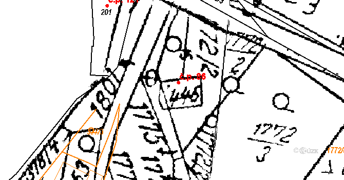 Kašava 86 na parcele st. 446 v KÚ Kašava, Katastrální mapa