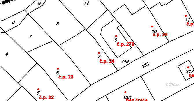 Vávrovice 24, Opava na parcele st. 7 v KÚ Vávrovice, Katastrální mapa