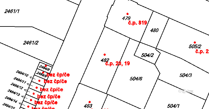 Předměstí 19,20, Opava na parcele st. 482 v KÚ Opava-Předměstí, Katastrální mapa