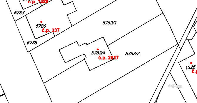 Petřvald 2017 na parcele st. 5783/4 v KÚ Petřvald u Karviné, Katastrální mapa
