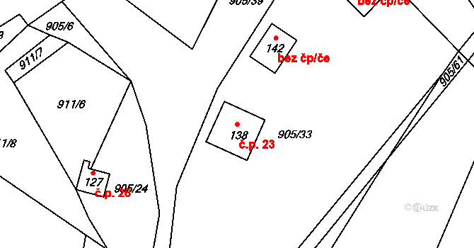 Hološiny 23, Petrovice I na parcele st. 138 v KÚ Hološiny, Katastrální mapa