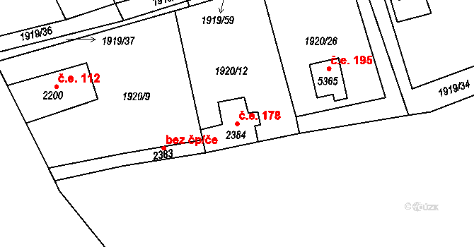 Beroun-Závodí 178, Beroun na parcele st. 2384 v KÚ Beroun, Katastrální mapa