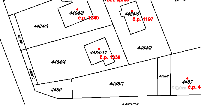 Černošice 1339 na parcele st. 4484/11 v KÚ Černošice, Katastrální mapa