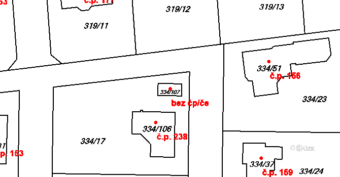 Plzeň 79072879 na parcele st. 334/107 v KÚ Malesice, Katastrální mapa