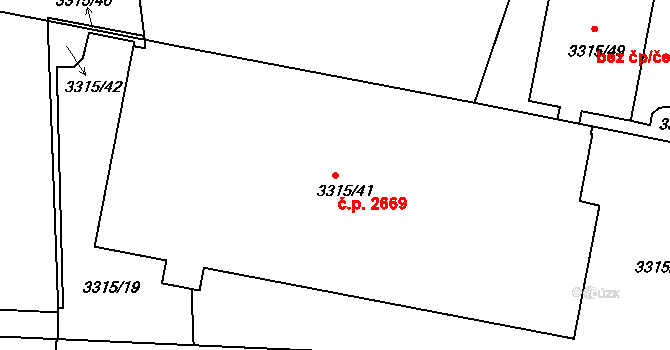 Louny 2669 na parcele st. 3315/41 v KÚ Louny, Katastrální mapa