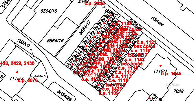 Žatec 1128 na parcele st. 2831 v KÚ Žatec, Katastrální mapa