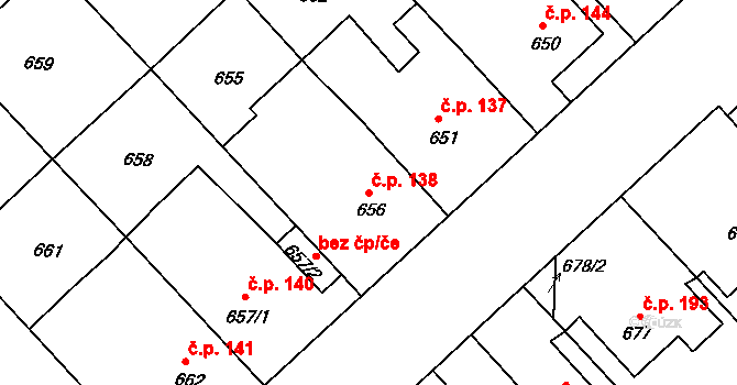 Bedihošť 138 na parcele st. 656 v KÚ Bedihošť, Katastrální mapa