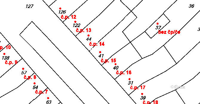 Vincencov 15 na parcele st. 41 v KÚ Vincencov, Katastrální mapa
