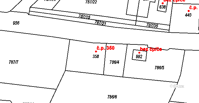 Kokonín 350, Jablonec nad Nisou na parcele st. 358 v KÚ Kokonín, Katastrální mapa