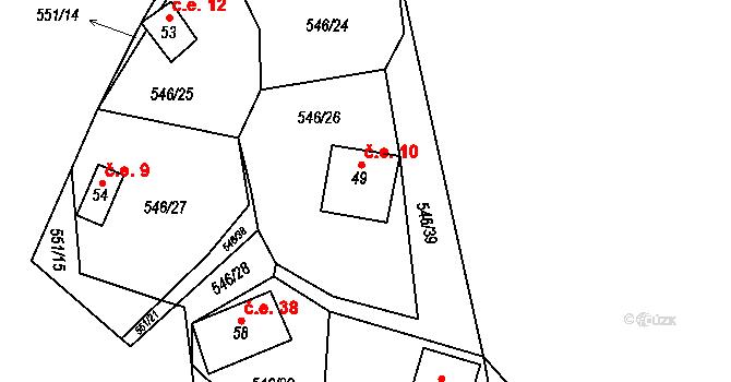 Beranovec 10, Suchá na parcele st. 49 v KÚ Beranovec, Katastrální mapa
