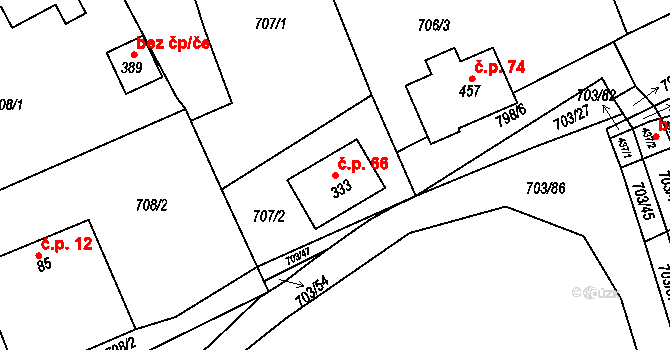 Havírna 66, Bohutín na parcele st. 333 v KÚ Bohutín, Katastrální mapa