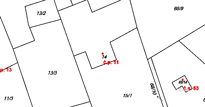 Luh nad Svatavou 11, Josefov na parcele st. 14 v KÚ Luh nad Svatavou, Katastrální mapa