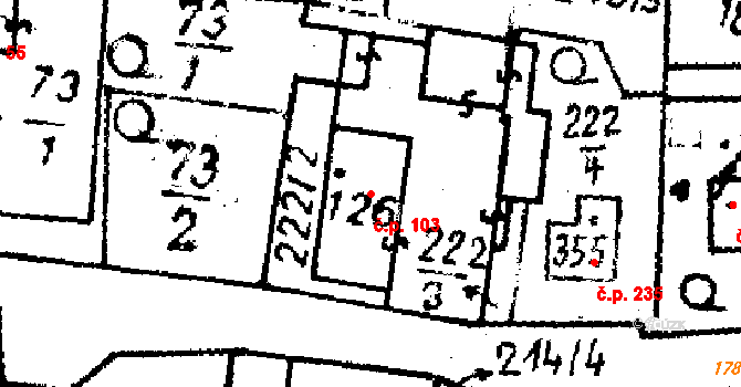 Studánka 103 na parcele st. 126 v KÚ Studánka u Tachova, Katastrální mapa