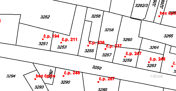 Mimoň I 236, Mimoň na parcele st. 3255 v KÚ Mimoň, Katastrální mapa