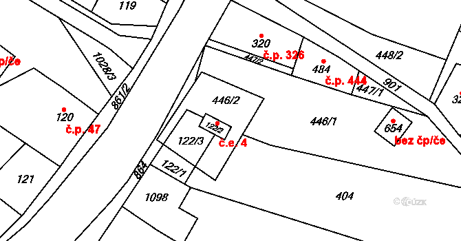 Kovářská 4 na parcele st. 122/2 v KÚ Kovářská, Katastrální mapa