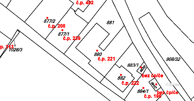 Sobědruhy 221, Teplice na parcele st. 880 v KÚ Sobědruhy, Katastrální mapa
