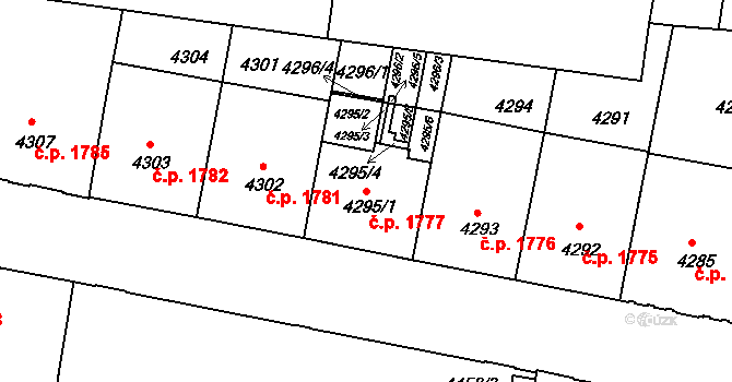 České Budějovice 3 1777, České Budějovice na parcele st. 4295/1 v KÚ České Budějovice 3, Katastrální mapa