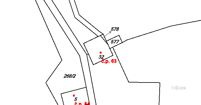Dolní Albeřice 63, Horní Maršov na parcele st. 32 v KÚ Suchý Důl v Krkonoších, Katastrální mapa