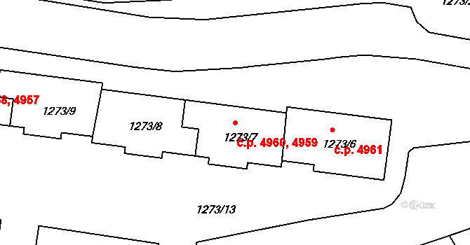 Chomutov 4959,4960 na parcele st. 1273/7 v KÚ Chomutov II, Katastrální mapa