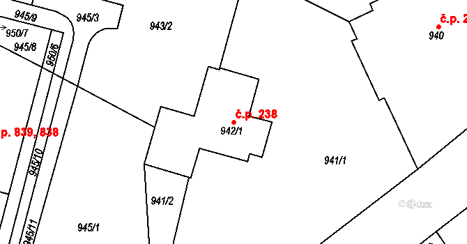 Pražské Předměstí 238, Jaroměř na parcele st. 942/1 v KÚ Jaroměř, Katastrální mapa