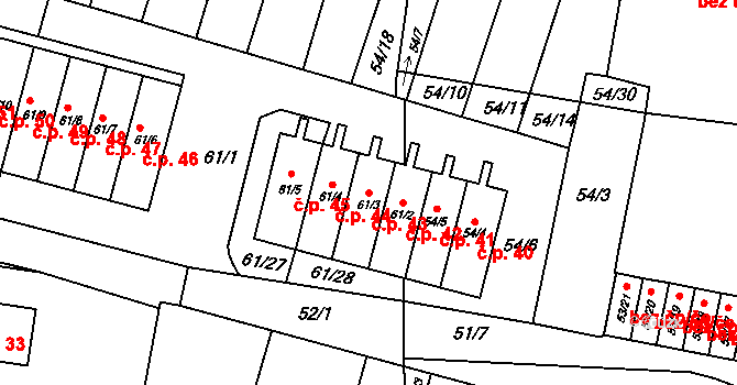 Poláky 43, Chbany na parcele st. 61/3 v KÚ Poláky, Katastrální mapa