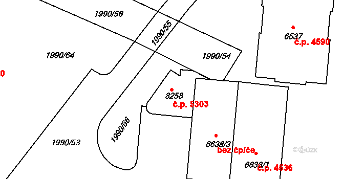 Zlín 5303 na parcele st. 8258 v KÚ Zlín, Katastrální mapa