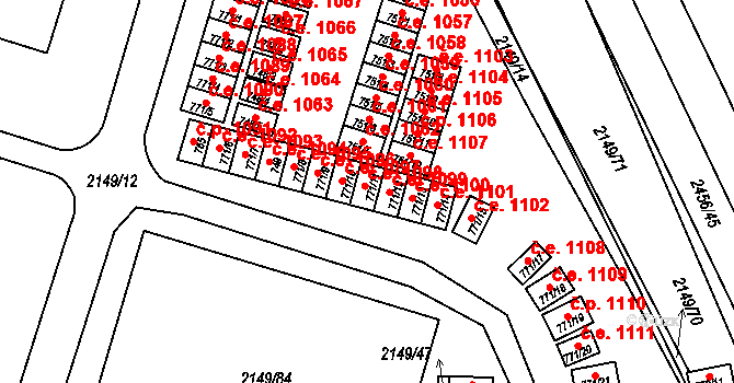 Dědice 1098, Vyškov na parcele st. 771/11 v KÚ Dědice u Vyškova, Katastrální mapa