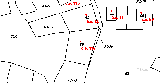 Nivy 118, Děpoltovice na parcele st. 89 v KÚ Nivy, Katastrální mapa
