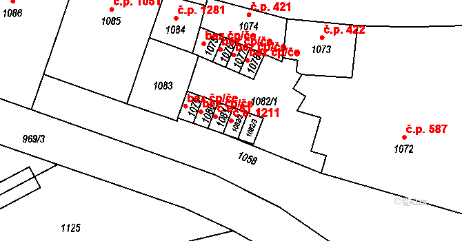 Děčín IV-Podmokly 1211, Děčín na parcele st. 1082/2 v KÚ Podmokly, Katastrální mapa
