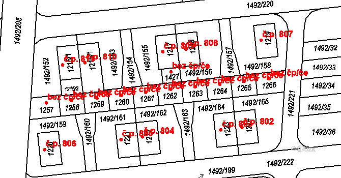 Svitavy 40152880 na parcele st. 1262 v KÚ Čtyřicet Lánů, Katastrální mapa