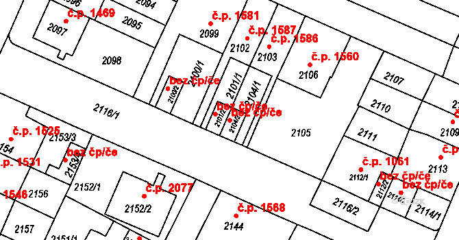 Litoměřice 41512880 na parcele st. 2104/2 v KÚ Litoměřice, Katastrální mapa