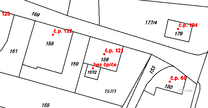 Děhylov 121 na parcele st. 156 v KÚ Děhylov, Katastrální mapa