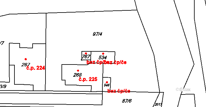 Hrochův Týnec 43740880 na parcele st. 534 v KÚ Hrochův Týnec, Katastrální mapa