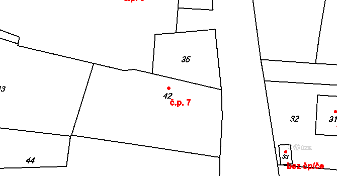 Vlaštovičky 7, Opava na parcele st. 42 v KÚ Vlaštovičky, Katastrální mapa
